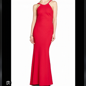 NWT Melanie Lyne BaNites Scoop Back Halter Crepe Gown Maxi Dress